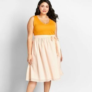 Modcloth mustard striped sleeveless dress